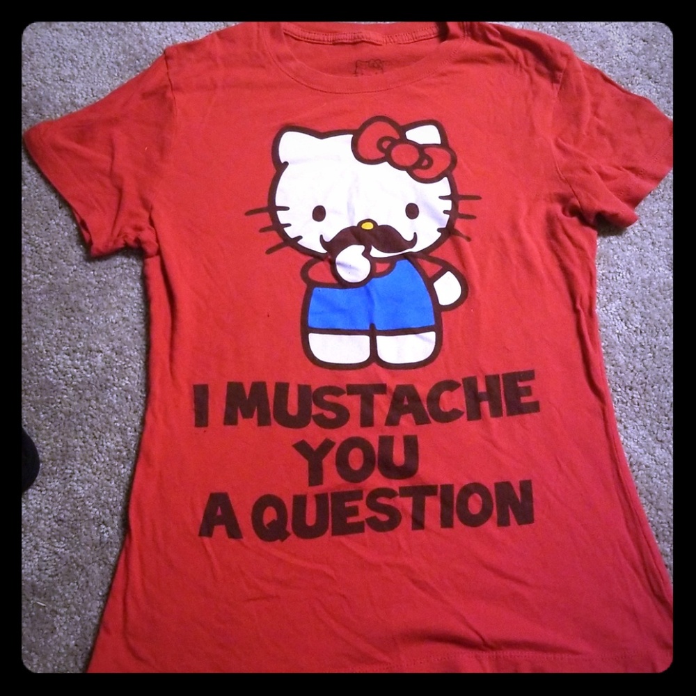 Hello kitty mustache fitted t shirt